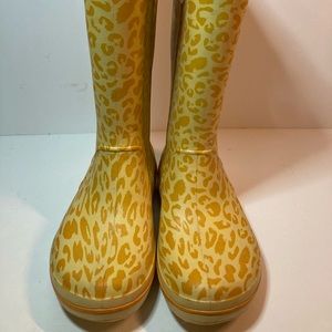 Yellow Croc Boots- Leopard Print, size 7